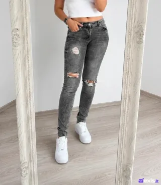 FB Sister pilki plėšyti skinny džinsai – W27 / S
